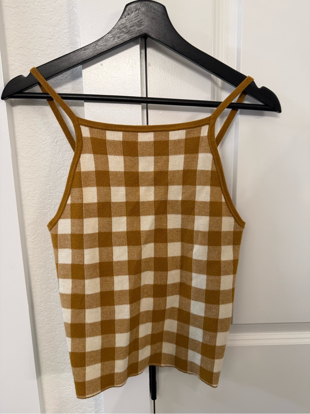 Madewell Gingham Knit Cami in Yellow and White